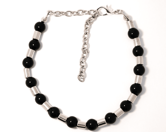 Elegant Black Beads Bracelet with Adjustable Chain