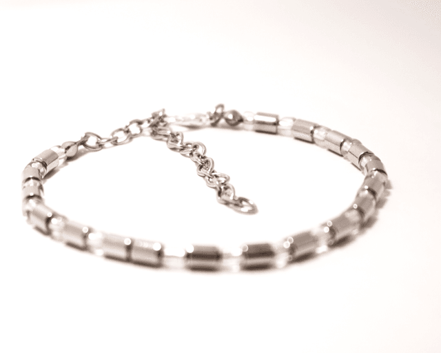 Elegant Clear and Cylinder Beads Bracelet with Adjustable Chain